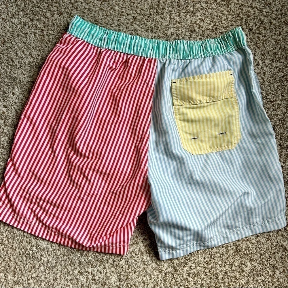 🦋 U.S. Polo Assn. Colorful Vertical Stripe Pocket Swim Shorts Trunks Medium